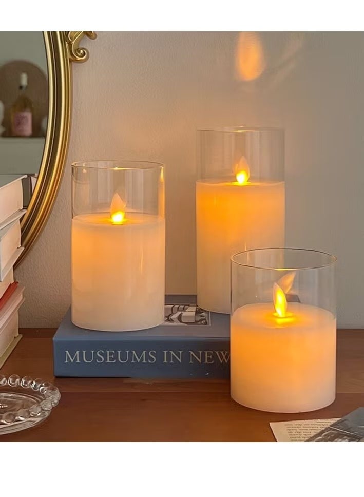 Home auraa 5-Piece LED Flameless Pillar Candle Set – Realistic Flickering Warm White Candles, Battery Operated Safe Home Décor Lights - Image 3